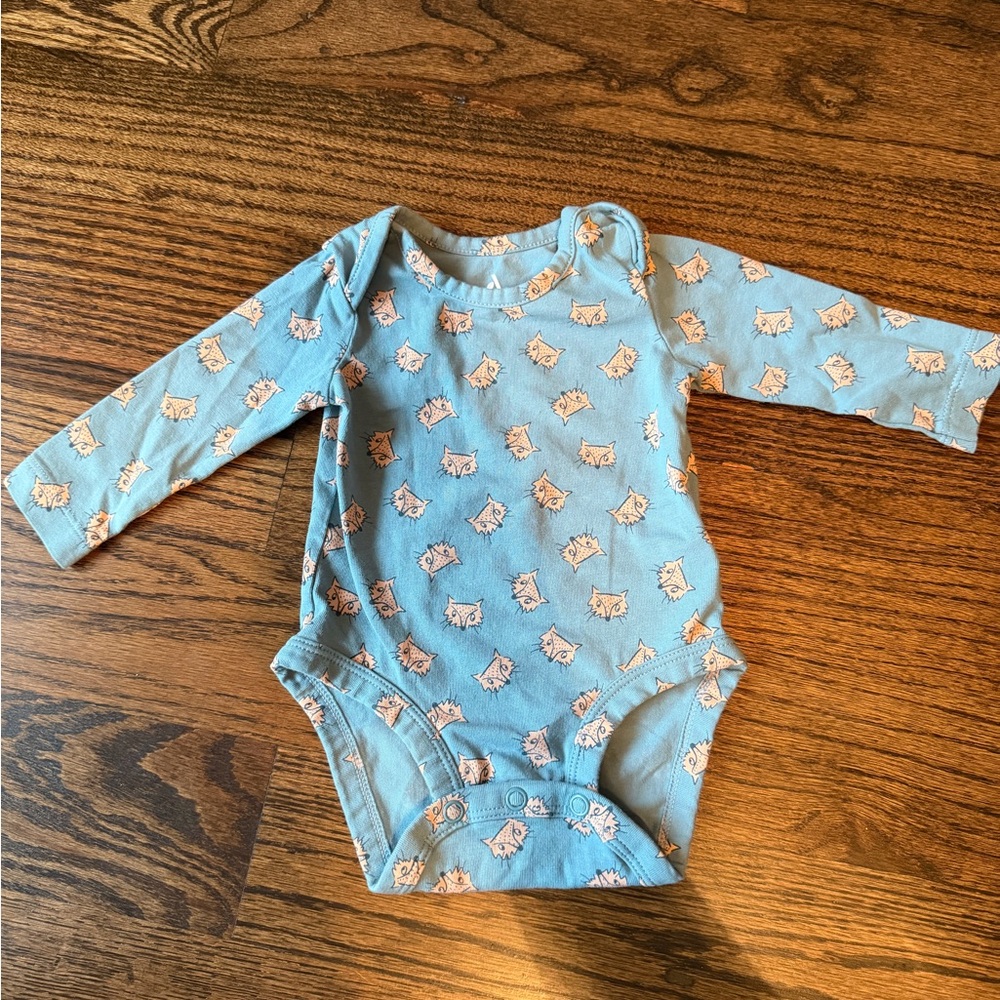 Amazon Teal Blue Cat Pattern Kids Bodysuit